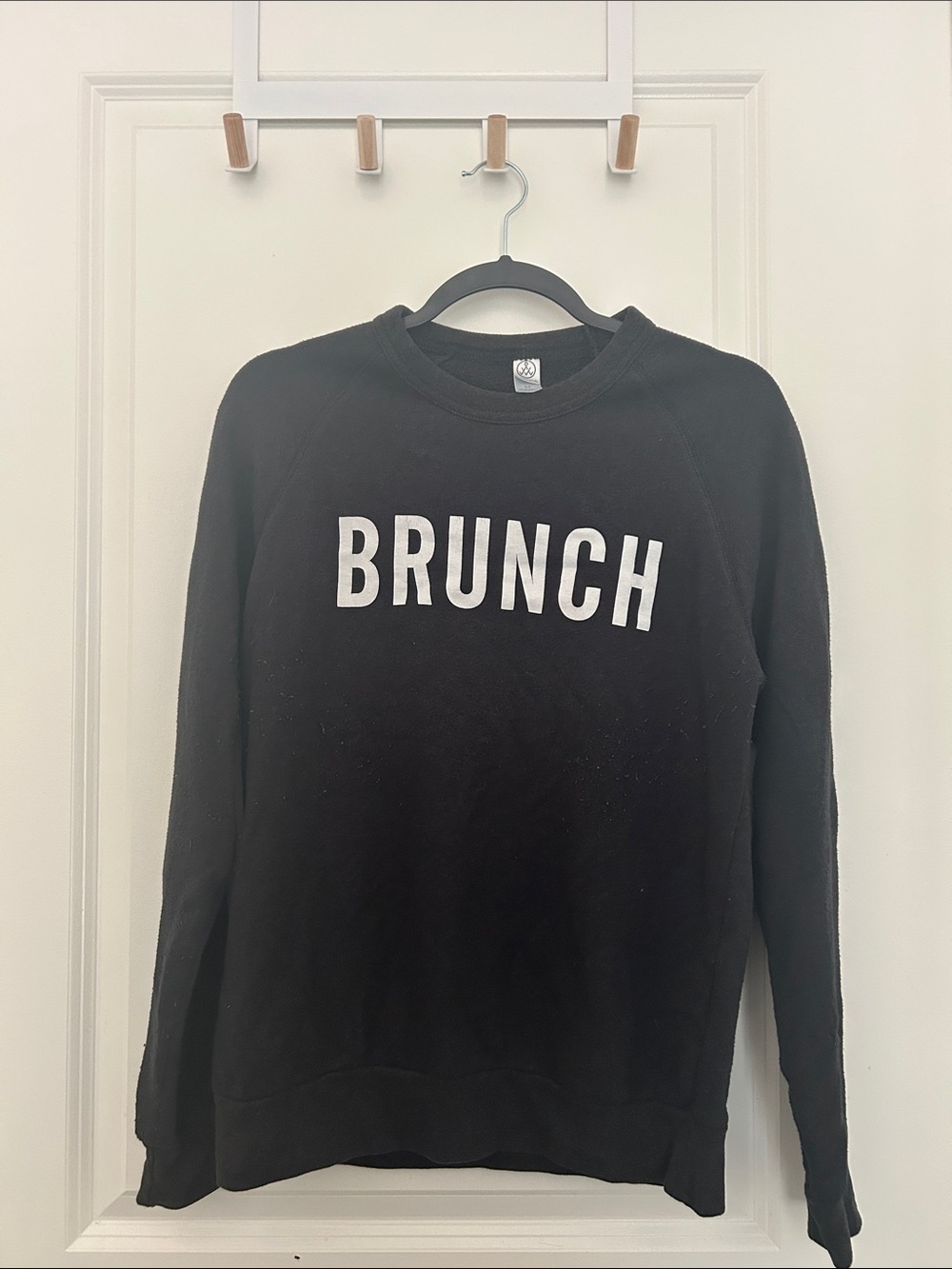 Alternative Black Crewneck Sweatshirt with White BRUNCH Graphic